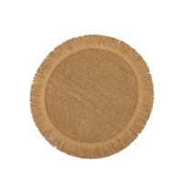 Sous-verre rond en papier tissé fait à la main, bord en pompon, design moderne et simple, sous-verre chinois, tapis de table, décoration de table, résistant à la chaleur
