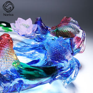 Trung quốc pha lê thủy tinh Fortune bát sen cá điêu khắc thủ công thịnh vượng trang trí nội thất may mắn quyến rũ cho nhà văn phòng - Product Image 5