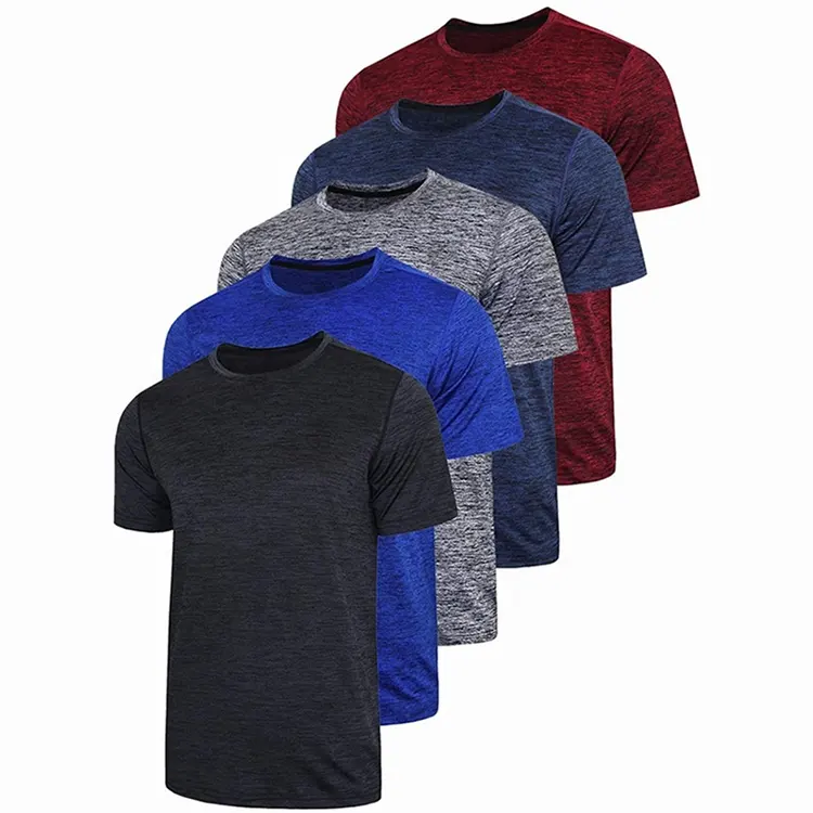 ODM Men's Quick Dry O Neck Cationic T Shirts Athletic Running Gym Workout Tee Tops Bulk Custom Sports 100% Polyester T Shirts