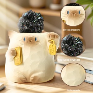 Caja Sorpresa de <span class=keywords><strong>Gato</strong></span> Siamés Kawaii al por Mayor, Figura de Resina con Cristal Natural, Brilla en la Oscuridad, <span class=keywords><strong>Gato</strong></span> de la Suerte Feng Shui, Decoración de Escritorio, Regalo - Product Image 4