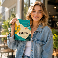 Sac d'emballage pour grains de café à fond plat, imprimé sur mesure, à 8 soudures latérales, avec valve de dégazage unidirectionnelle, poignée en corde et design paysager