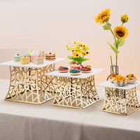 Support de présentation de buffet en acier inoxydable, élévation de luxe dorée, décorations de traiteur, supports à nourriture pour desserts pour les fêtes, vente chaude