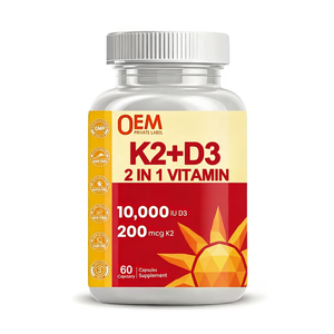 OEM วิตามินดี3 เค2 น้ำมัน 10000 IU แบบซอฟต์เจล แคปซูล 2 in 1 วิตามินดี3 เค2 เสริมอาหาร บำรุงกระดูก หัวใจ และภูมิคุ้มกัน - Product Image 1