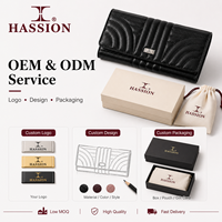 Dompet Kulit Merek Hassion Dompet Wanita Kulit Asli Desain Panjang Dompet Wanita Kapasitas Besar Dompet Mewah Desainer Wanita