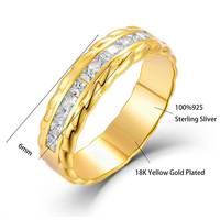 Bague en argent sterling 925 torsadée avec zircone cubique taille princesse, demi-bague éternité plaquée or, bijou en forme de corde tressée