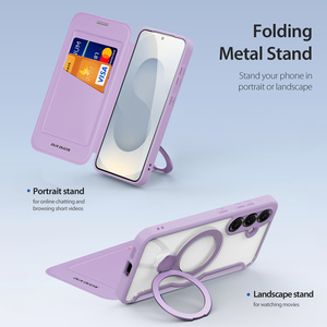 Funda magnética para teléfono con ranuras para tarjetas, adecuada para Samsung S25 Plus, con soporte, funda de cuero tipo cartera para negocios - Product Image 1