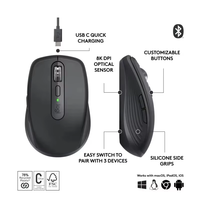 Souris sans fil Logitech MX Anywhere 3S Master Series, double mode, suivi Darkfield 8000 DPI, souris ergonomique portable