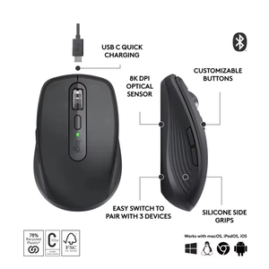 Ratón Inalámbrico Logitech MX Anywhere 3S Master Series, Modo Dual, Seguimiento Darkfield de 8000 DPI, Ratón Ergonómico Portátil - Product Image 6