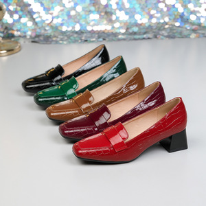 Nouvelles Chaussures à Talons Hauts Carrés pour Femmes 2026 – Talons Épais, Couleurs Unies, Style Britannique Tendance, Idéales pour le Travail - Product Image 1