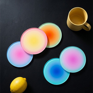 Spot Wholesale Plastic <b>coaster</b> heat resistant Graduated color <b>coaster</b> decor Ins photo prop <b>coaster</b> Table mat heat insulation - Product Image 1