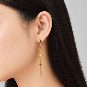 ต่างหูทรงหยดน้ำ สแตนเลสสตีล ชุบทอง 14K แบบสุญญากาศ ต่างหูห้อยยาว สีทอง สีเงิน เครื่องประดับ - Product Image 4