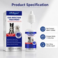 Gouttes nettoyantes pour oreilles d'animaux zourunan pour chiens et chats, soin doux pour le nettoyage des oreilles, étiquette blanche OEM ODM personnalisée 60ml