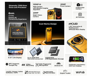 Téléphone robuste <span class=keywords><strong>DOOGEE</strong></span> S200X AI <span class=keywords><strong>IP68</strong></span> Octa Core Vision nocturne 12 Go + 512 Go 6,72 pouces Android 14 10100 mAh 5G OTG NFC Charge rapide - Product Image 3