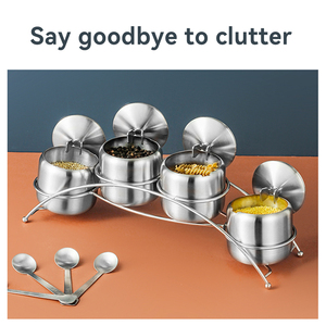 Ensemble de bouteilles à épices en acier inoxydable de qualité alimentaire, salière de cuisine domestique avec cuillère, boîte à épices pour huile de piment - Product Image 5