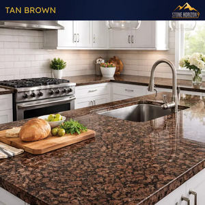 Dalles de granit brun clair 2 cm polies |   Granit brun indien pour comptoirs et sols |   Qualité d'exportation - Product Image 4