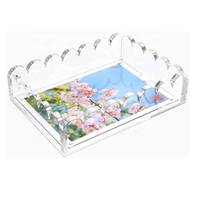 Plateau de service en acrylique transparent avec poignées dorées, plateau anti-déversement en acrylique, organiseur de salle de bain pour table basse