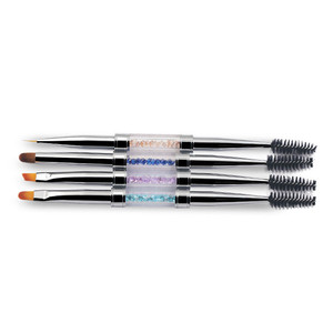 Pinceau à ongles double embout en poils synthétiques, manche en plastique, pinceau incliné plat pour la peinture au gel et la manucure - Product Image 6
