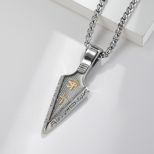 <span class=keywords><strong>Collier</strong></span> tendance en acier inoxydable hypoallergénique avec pendentif œil d'Horus, Ankh, pointe de lance, style japonais unique et original, pendentif <span class=keywords><strong>Kunai</strong></span> - Product Image 4