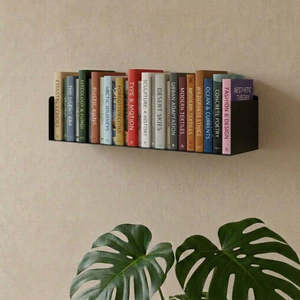 Étagère murale en acier Magnus 60x20 cm, finition mate, revêtement en poudre, style moderne, pour salon, bureau, type de montage mural, étagères multifonctions - Product Image 1