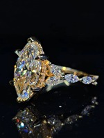 Bague Solitaire de Luxe en Argent Moissanite, Sertie Pavé, Design Élégant, Vente en Gros, Idéale pour Cadeau, Demande en Mariage, Mariage, Anniversaire