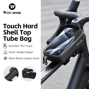 Sac de cadre supérieur WEST BIKING en TPU avec fermeture éclair thermosoudée, résistant à l'usure, motif carbone, coque rigide tactile - Product Image 1