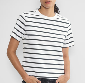 T-shirt da <span class=keywords><strong>donna</strong></span> in cotone 100% traspirante <span class=keywords><strong>e</strong></span> ricamato Casual Design <span class=keywords><strong>a</strong></span> <span class=keywords><strong>righe</strong></span> in bianco nero Anti-Pilling - Product Image 2