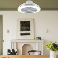 Ventilador de Techo LED Moderno sin Aspas de 20 Pulgadas y 20W con Control Remoto Inteligente de Perfil Bajo para Dormitorio y Sala de Estar