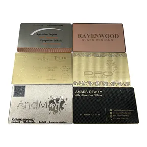 Wholesale Personalized Custom Color Name Size Laser Engraving Stainless Steel Blank Nfc Metal Business Cards With Logo Qr Code