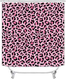 4 PCS/Set Rideau de douche imprimé léopard rose <span class=keywords><strong>Chic</strong></span> Wildlife African Wild Animal Cheetah Bathroom Accessories Home Decor in Stock - Product Image 2