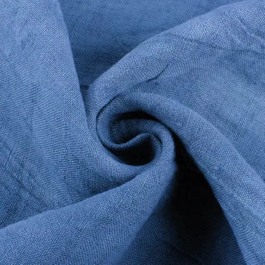 Pabrik Flax Supply Warna Kustom Organik 100% Kain Linen Murni untuk Pakaian Gaun Linen