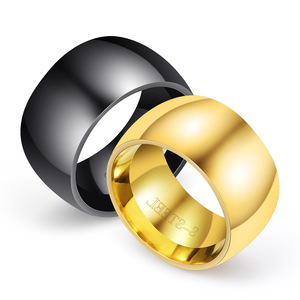 Stainless Steel <b>Ring</b> 11mm Smooth Unisex Fashion Jewelry Gift Band Gold Silver Black Color - Product Image 2