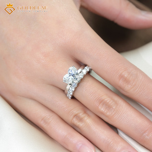 Anillo de Compromiso y Matrimonio Personalizado de Oro Real de 14K con Diamante Cultivado en Laboratorio de Corte Corazón de 3ct, Certificado IGI, para Mujer y Pareja - Product Image 1