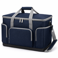 Grand sac isotherme pliable en toile marine avec bandoulière et poches avant pour le camping et la plage