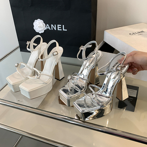 รองเท้าส้นสูงแบบแพลตฟอร์มกันน้ำประดับเพชรแบบใหม่ปี 2020 จากเกาหลีใต้ พร้อมหัวเข็มขัด สำหรับผู้หญิง เหมาะสำหรับเต้นรำ - Product Image 1