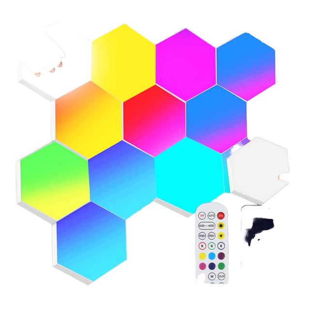 Hexagon Lights LED Wall Panels RGB Gaming Lights with Bluetooth APP Smart Modular Expansion Shapes Lights