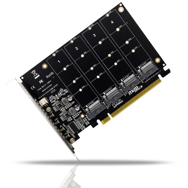 Desktop Computer Motherboard PCI-E X16 4 Disk Expansion Card NVME 4 Disk Array Card PCIE signal Split Array Card