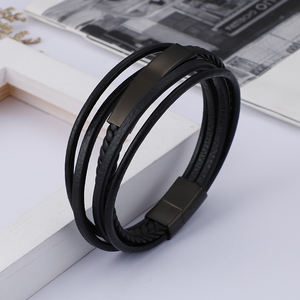 KALEN 220*8 millimetri Multi Strato di Pelle Da <span class=keywords><strong>Uomo</strong></span> In Oro <span class=keywords><strong>Argento</strong></span> Nero <span class=keywords><strong>Bracciale</strong></span> In Acciaio Inossidabile - Product Image 4