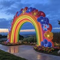 Arche de fleurs gonflable pour mariage, événement, publicité, festival, décoration extérieure personnalisée, promotion de marque avec éclairage LED pour la nuit
