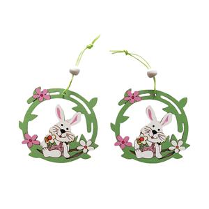 Petit lapin en bois à suspendre au mur, pendentif en bois, ornement de Pâques, vente en gros - Product Image 2