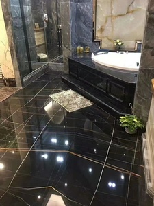 Sahara Noir Lauren, marbre noir de haute qualité, pierre naturelle, veines dorées, imperméable, écologique, grande dalle, salle de bain, villa - Product Image 6