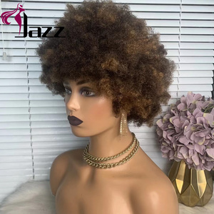 Perruque Lace Frontal Wig 100% naturelle péruvienne — queen beauty, cheveux crépus bouclés, perruque <span class=keywords><strong>Afro</strong></span>, pre-plucked, Full Lace HD, courte odeur, pour femmes noires - Product Image 3
