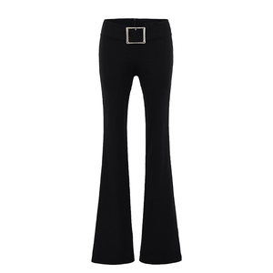Pantalon long slim noir vintage respirant et écologique pour femme SHENZHU, nouvelle collection printemps 2025, teinture unie, haute élasticité - Product Image 1