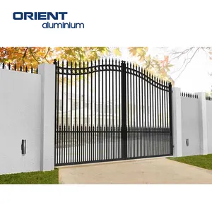 2024 HOT Customized Powder Coating 5ft Tall Main Gate Designs Garden Privacy Aluminum Slat Fence Panels Electric Sliding Gate