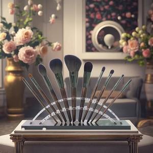 Nhà Máy Chất Lượng Cao 10-Mảnh Biểu Tượng Tùy Chỉnh Khuôn Mặt & Đôi Mắt Kem Che Khuyết Điểm Nhựa Tổng Hợp Fibre Trang Điểm Bàn Chải Thiết Lập Với Túi Du Lịch - Product Image 3