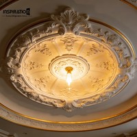 Rosace en fibre de verre et plâtre, forme personnalisée, médaillon en plâtre renforcé de fibre de verre pour la décoration intérieure de villas et d'hôtels de luxe