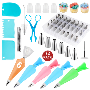 Kit de décoration de gâteaux professionnel de 116 pièces avec plateau tournant, embouts de pâtisserie, spatule en acier inoxydable, grattoir, outils de pâtisserie - Product Image 1