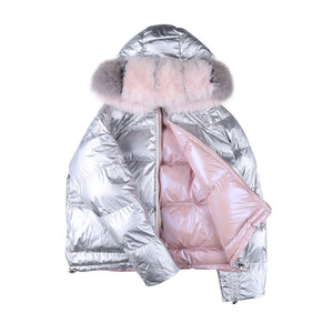 En gros dames vers le bas manteau court col de fourrure capuche femmes hiver réversible manteaux Parka <span class=keywords><strong>femme</strong></span> bulle manteau bouffant veste - Product Image 4