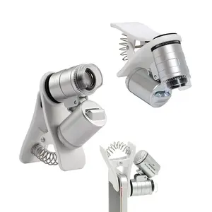 Lensa Pembesar Ponsel 60X Mikroskop Lensa Makro Lampu LED Mikroskop Perhiasan Lup untuk Stempel PCB Perhiasan Pendidikan Geografi
