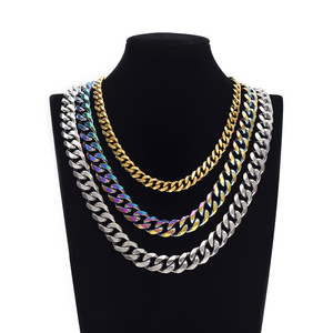 Mode Trendy Edelstahl Gold Miami Cuban Link Chain Halskette 3mm 6mm <span class=keywords><strong>22</strong></span> Zoll 18 Zoll Männer Frauen Mädchen Jungen - Product Image 1