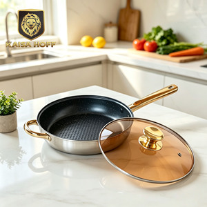 Ensemble de casseroles en acier inoxydable KAISA HOFF Home Cooking 12 pièces, poignées dorées, antiadhésif, comprenant une poêle et un faitout, 18/10 - Product Image 4